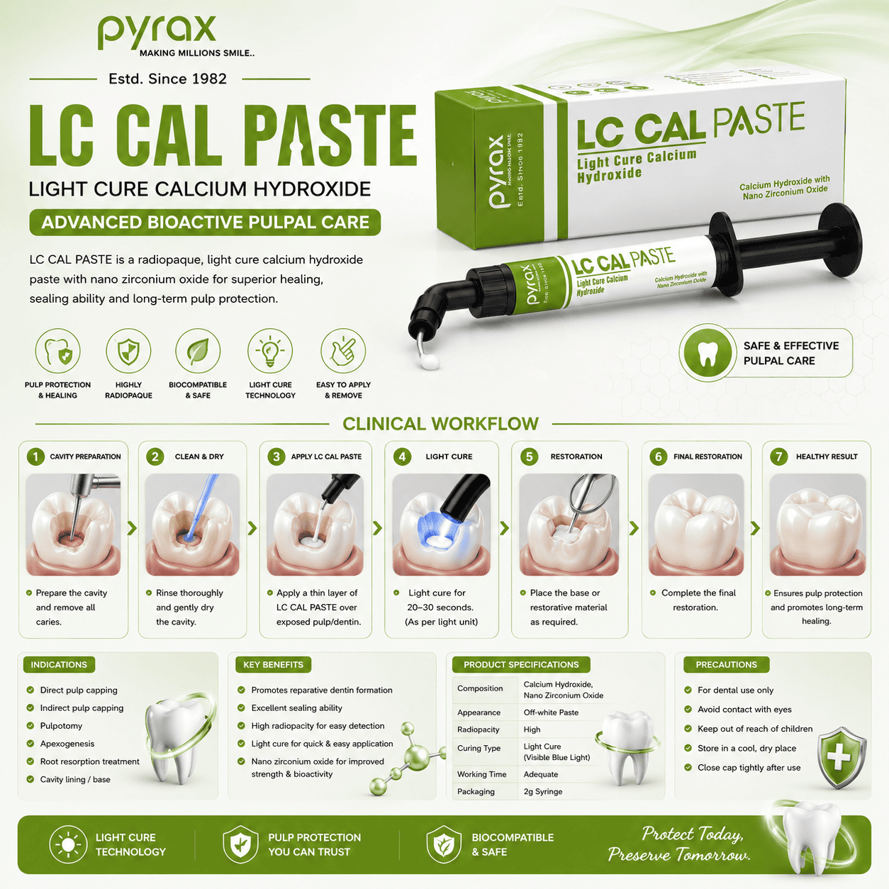 LIGHT CURE RADIOPAQUE CALCIUM HYDROXIDE PASTE 1* 2 GMS