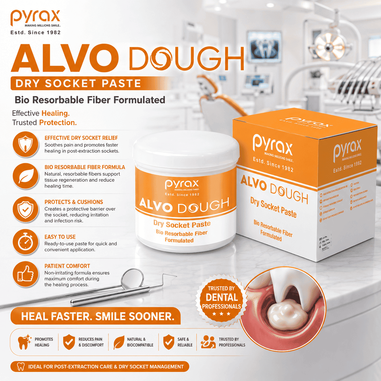 BIO RESORBABLE FIBRE FORMULATED DRY SOCKET PASTE
