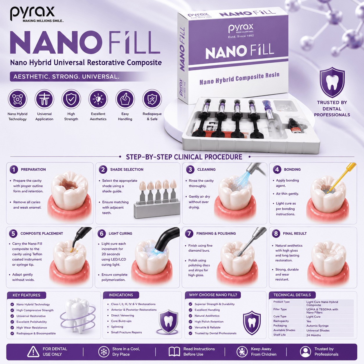 LIGHT CURE NANO HYBRID UNIVERSAL RESTORATIVE COMPOSITE KIT